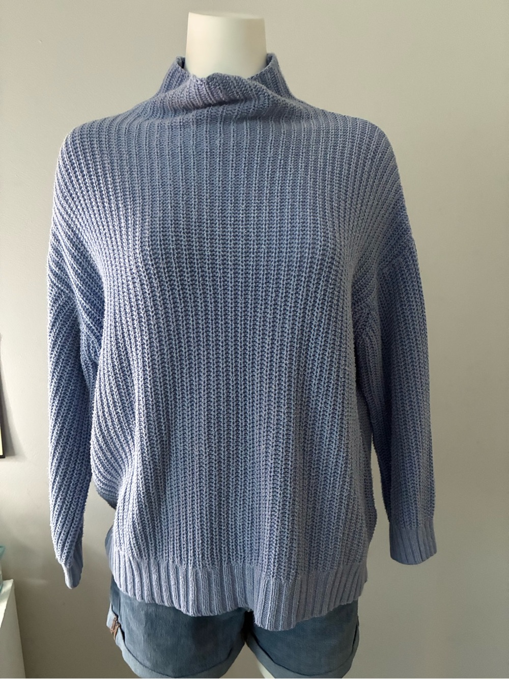 American Eagle Outfitters Light Blue Knit Turtleneck Sweater